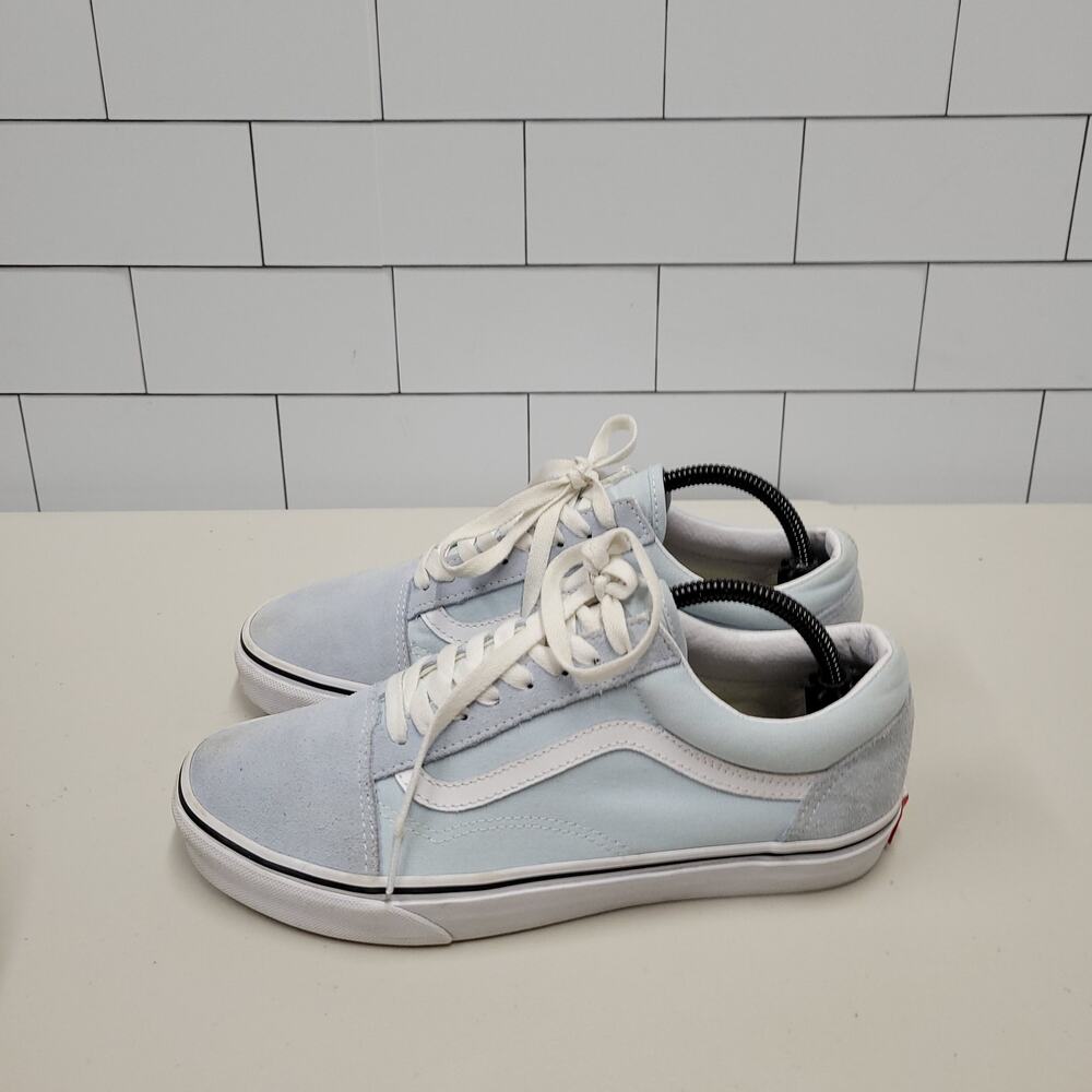 Vans Old Skool Mens 8.5 Womens 10 Light Blue White Suede Skate Shoes
